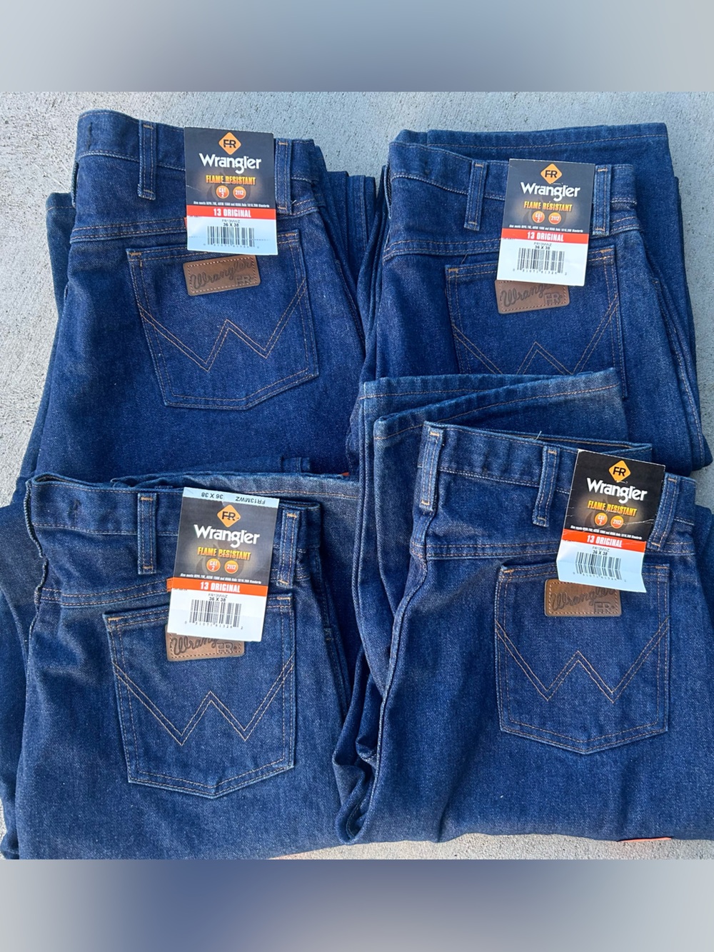 NWT! Mens LOT of 4 WRANGLER FR Flame Resistant Work Jeans sz 36x38